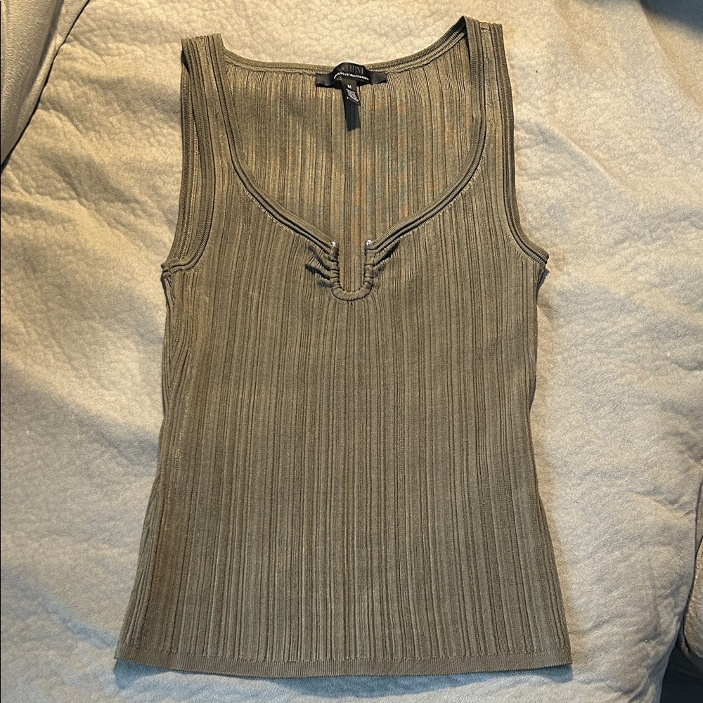 White House Black Market Olive Green Tank with Silver Hardware - Picture 5 of 8